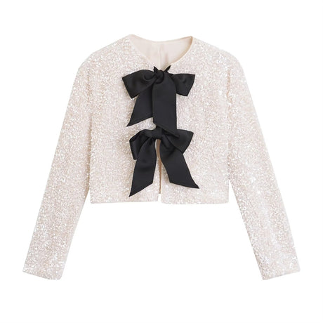 Sequined Bowknot Blazer