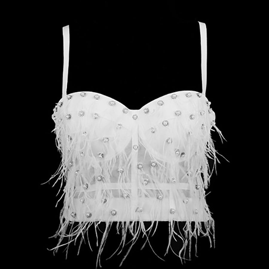 Diamond Feather Tassel Bra