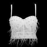 Diamond Feather Tassel Bra