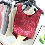 Glitter Sequin Sparkle Cami Crop Top