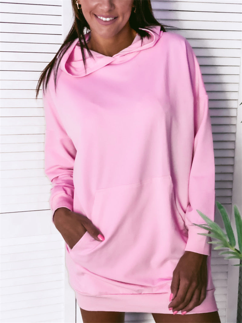 Longline Sweater Hoody - The Khaki Pink Hoodie