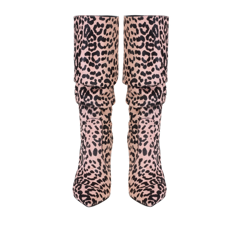 Leopard Seduction High-Heeled Winter Boots