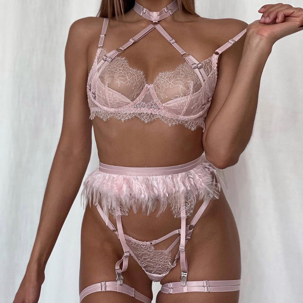 Complex Feathered 5-Piece Garter Set