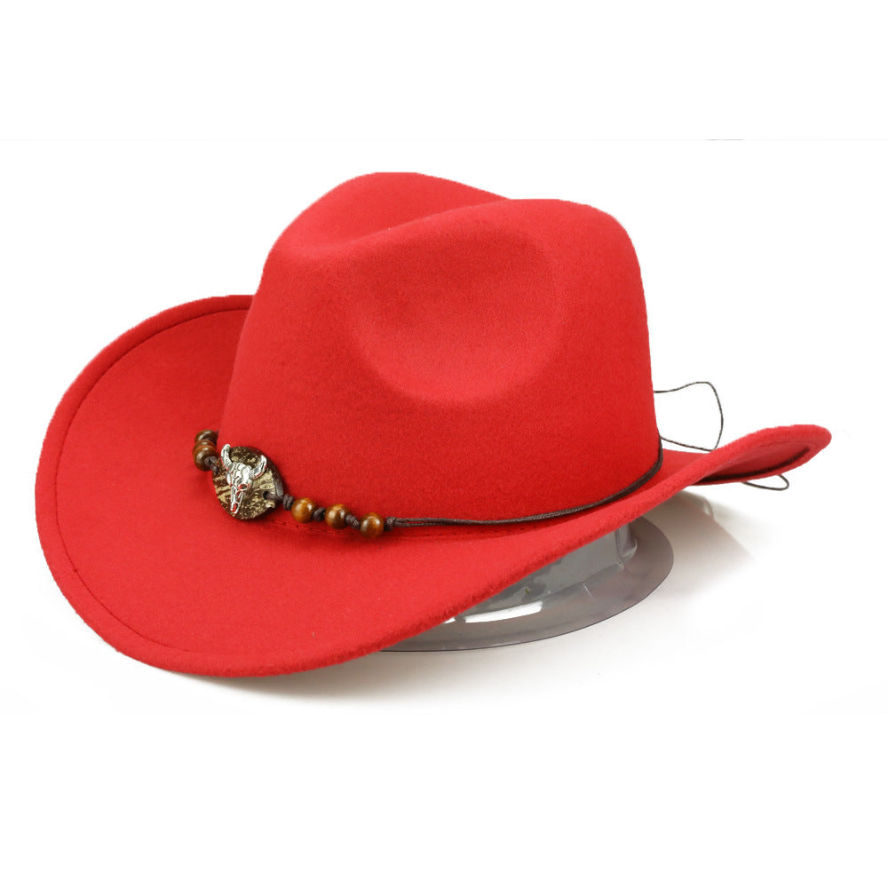 Beaded Bull Head Fedora Cowboy Hat