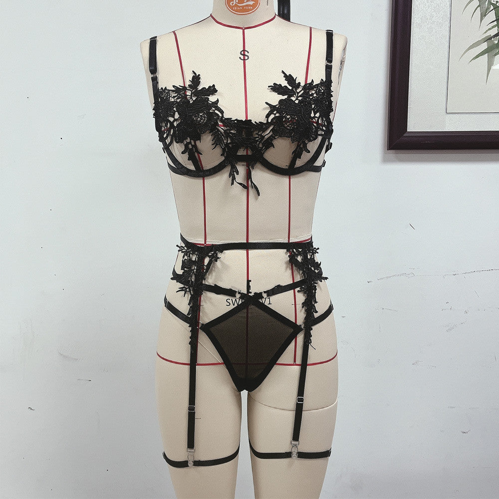 Mesh Perspective Lingerie Garter Set