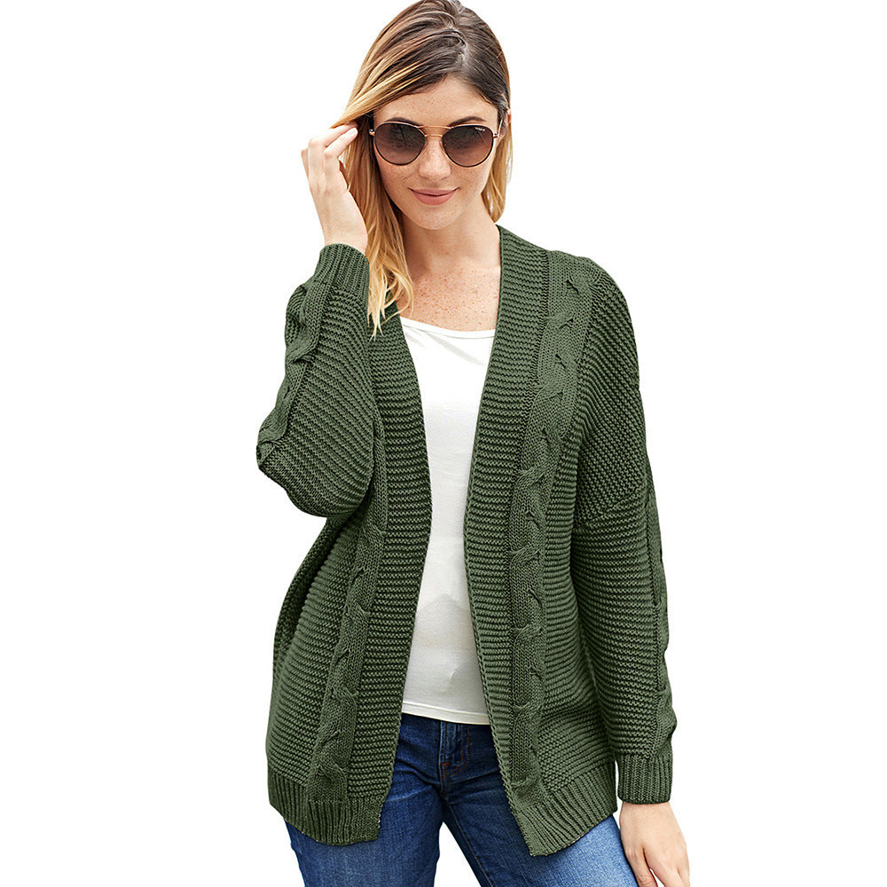 Ribbed Knit Batwing Sleeve Cardigan