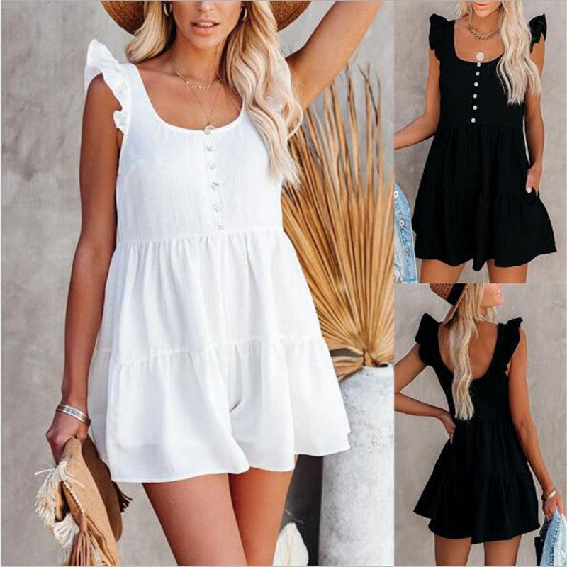 Tabitha Sleeveless Ruffled Romper