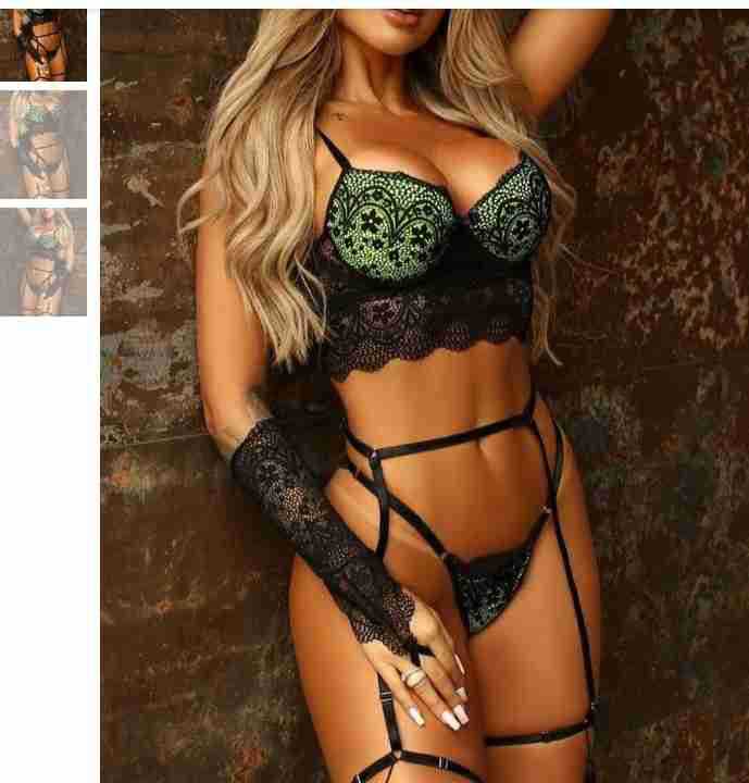 Sensual Noir Three-Piece Lingerie Garter Set