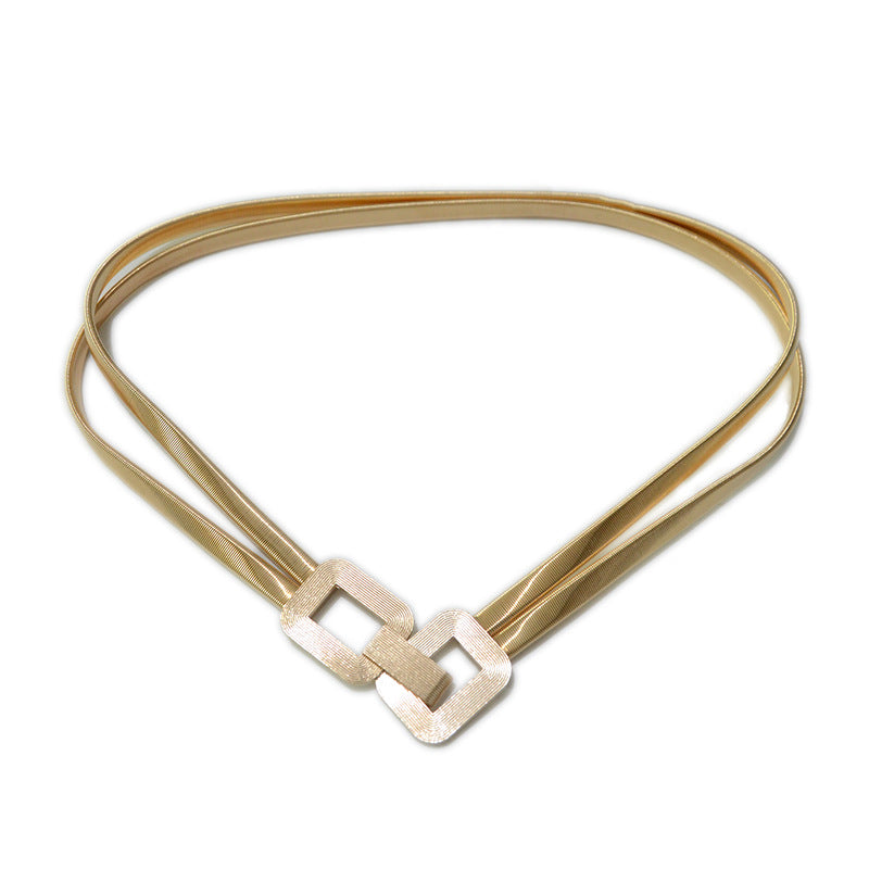 Gilded Double Spring Buckle Metal Belt