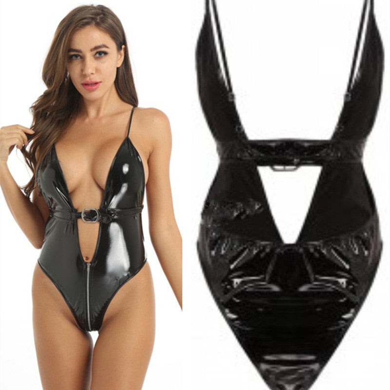 Zip-Up One Piece Bodysuit Lingerie