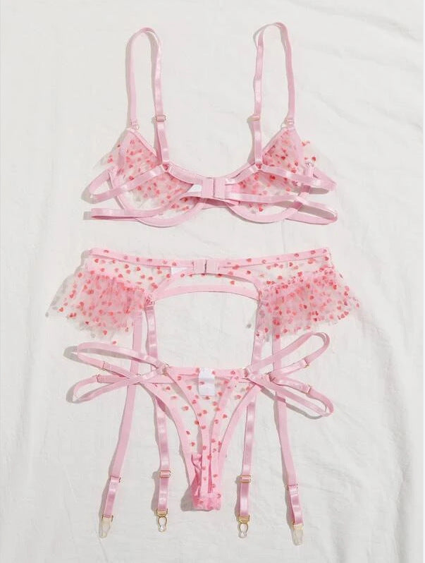 Polka Dot Ruffled Delight Garter Set