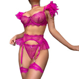 Adelita Lace Feathered Garter Set