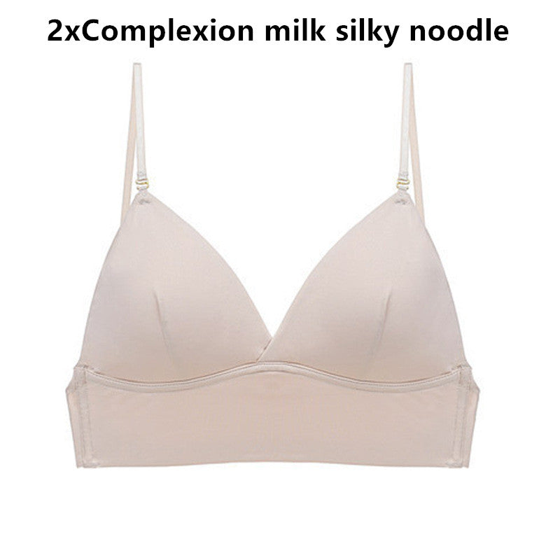 Glossy French Milk Silk Bra