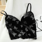 Gold Dot Bow Velvet Sling Bra