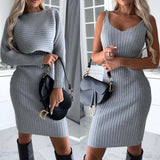 Samantha Ribbed Knit Sweater Midi Dress