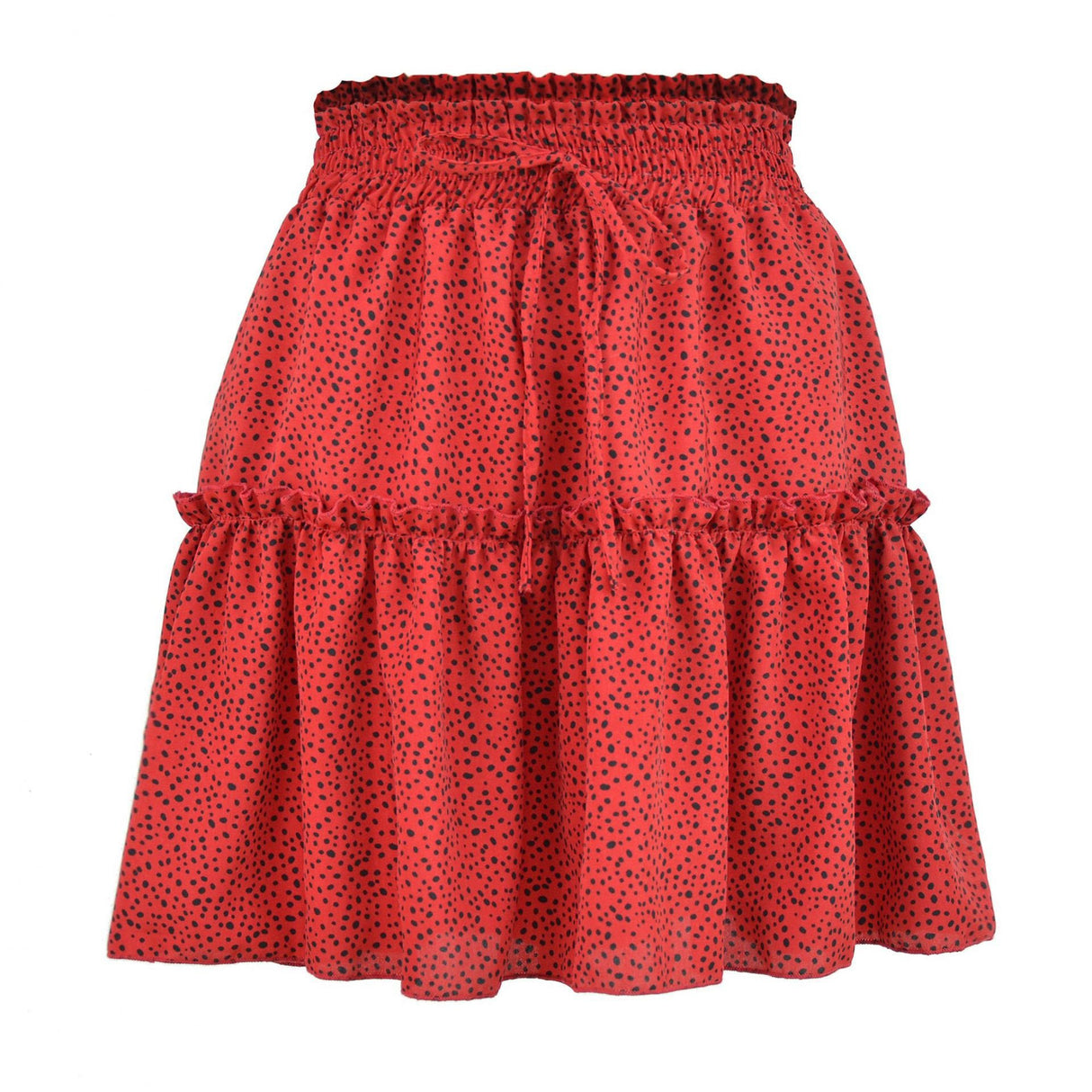 Polka Dot Pleated Red Skirt