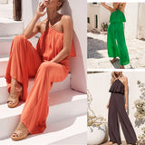 Ruffled Cotton Blend Jumpsuit