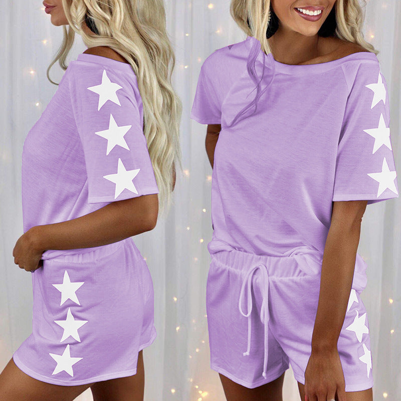 Star Print Casual Pajama Set