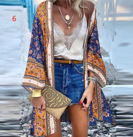 Silk Dream Doll Sleeve Print Cardigan