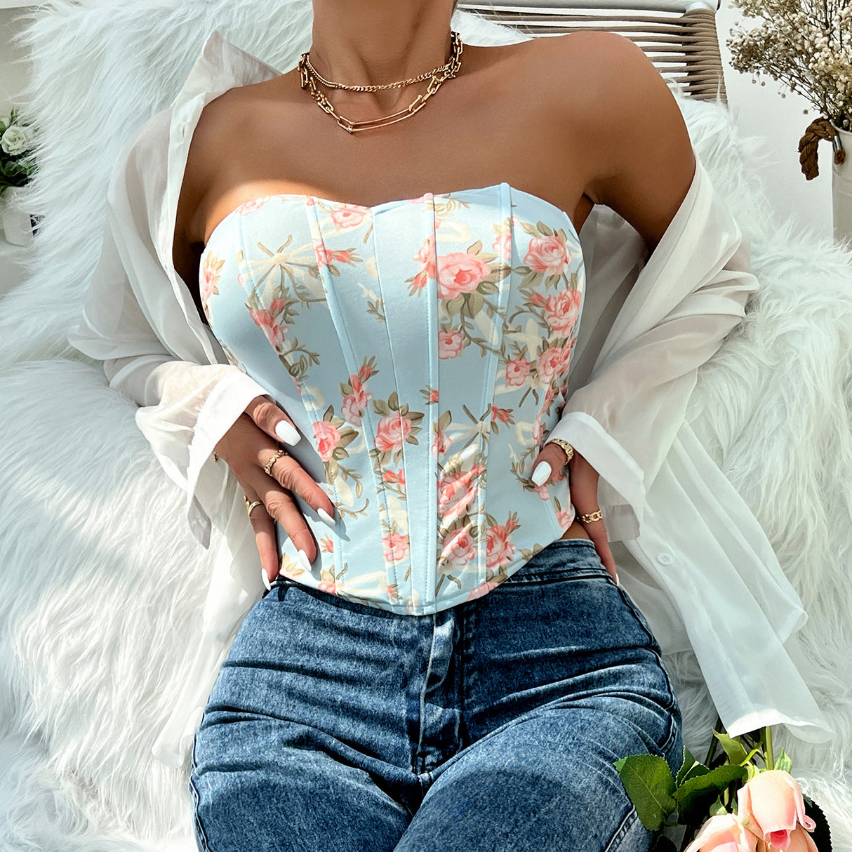 Payton Flower Corset Top