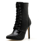 Seductive Serpent Lace-up Pointed-toe Women's Boots