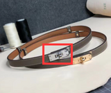 Sleek Rotating Buckle Leather Thin Belt