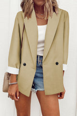 Chic Solid Color Suit Collar Loose Blazer