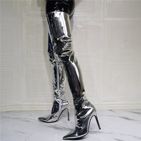 Silver Seduction Knee High Boots