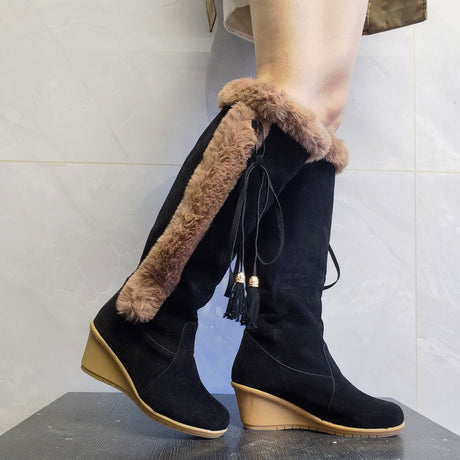 Plush Chic Wedge Boots