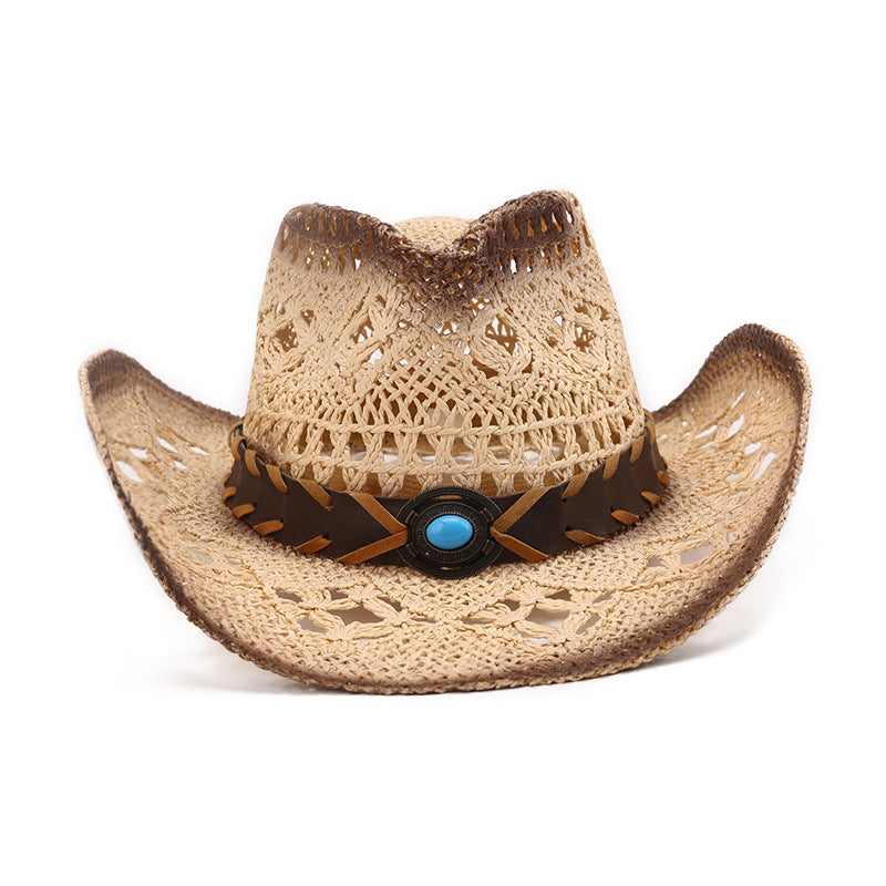 Breathable Straw Conical Crown Cowboy Hat