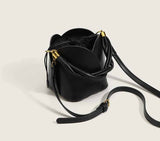 Floral Elegance Leather Drawstring Handbag