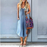 Denim Stitched Suspender Jumpsuit