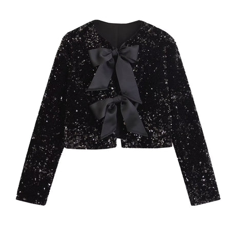 Sequined Bowknot Blazer