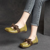 Vintage Ethnic First Layer Leather Flats Casual