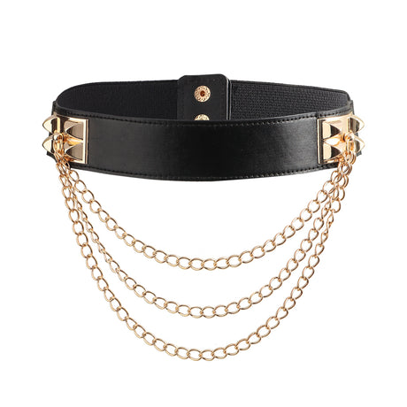 Punk Chain Rivet Elastic Waist Belt