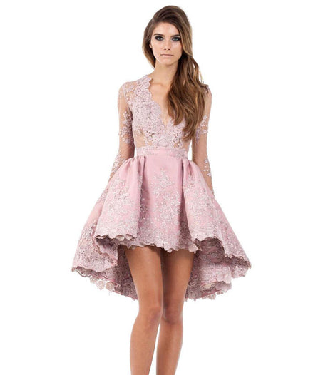 Mila Floral Lace Ruffle Mini Evening Dress