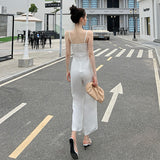 Beige High-Waist Wide Leg Jumpsuit