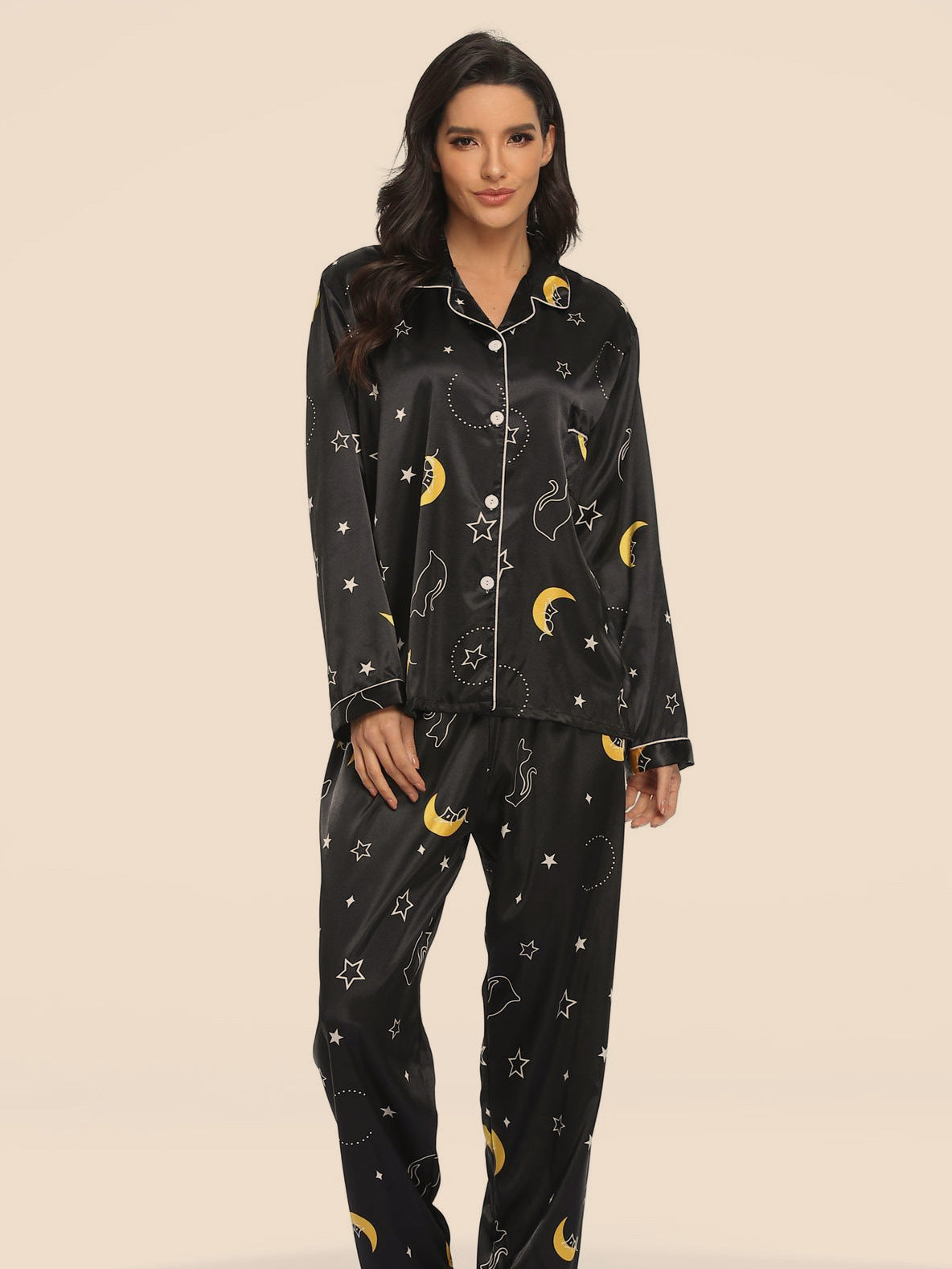 Stretch Satin V-Neck Pajama Set