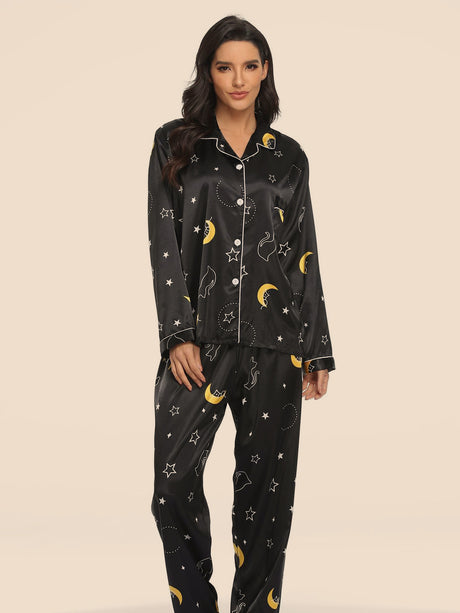 Stretch Satin V-Neck Pajama Set