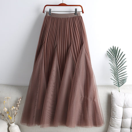 Pleated Gauze A-line Skirt