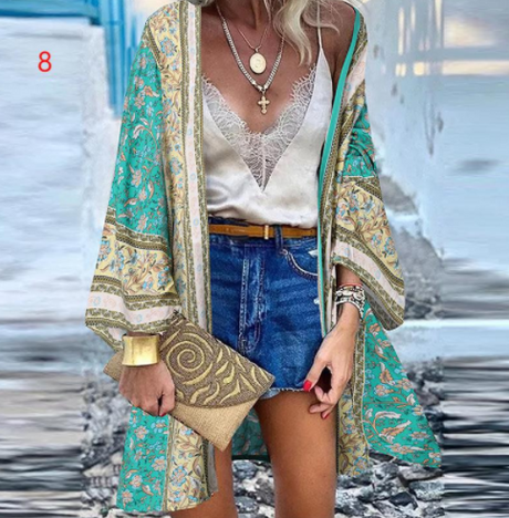 Silk Dream Doll Sleeve Print Cardigan