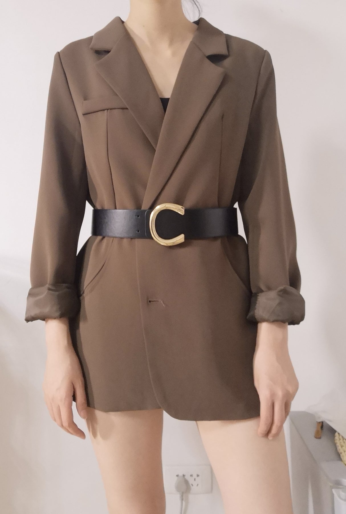 Geometric Alloy Buckle Shirt Belt