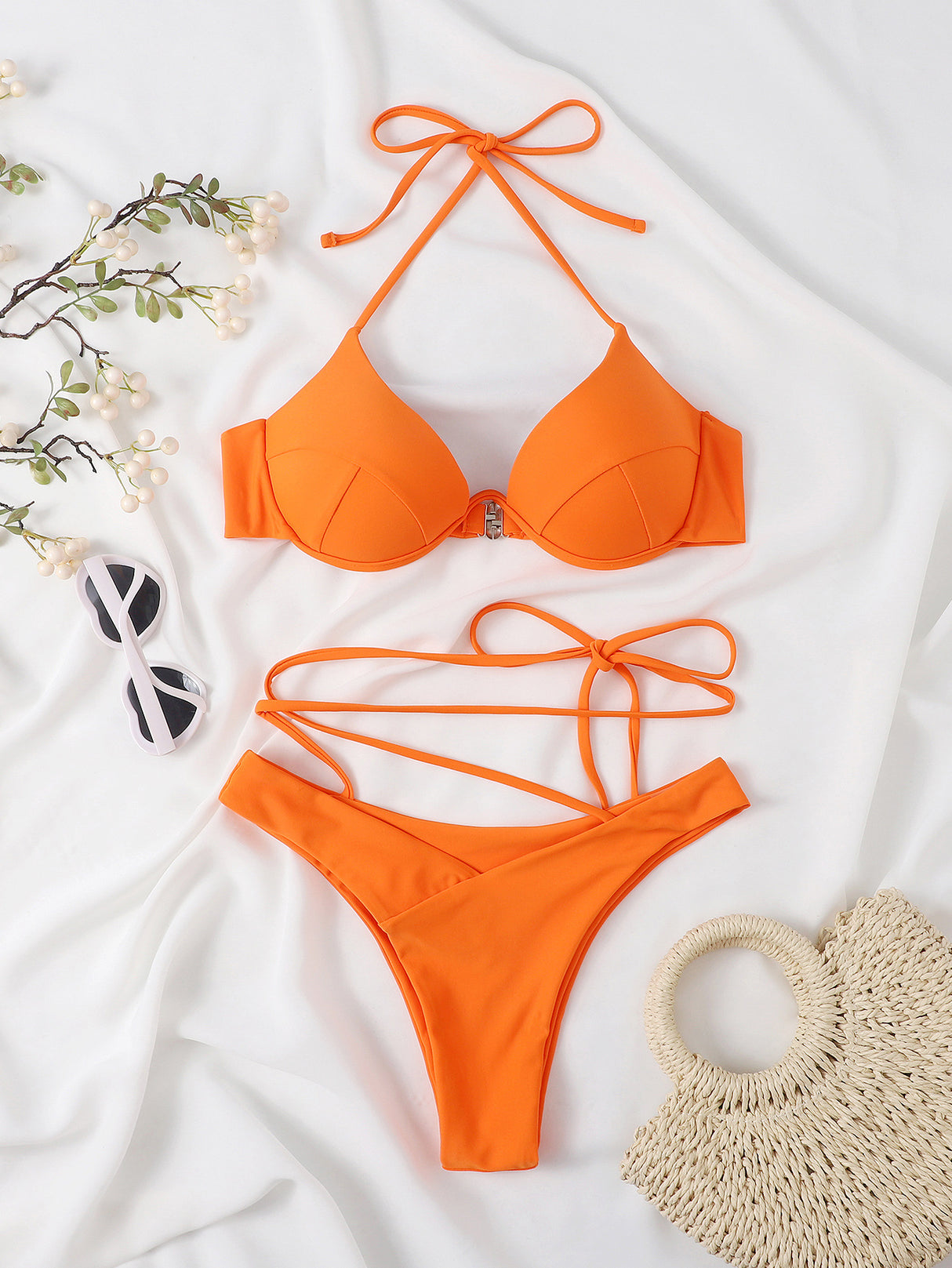 Orange Split Set Bikini