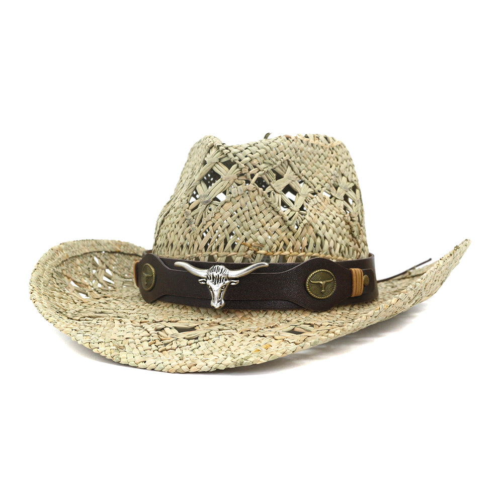 Hand Knitted Straw Western Cowboy Hat