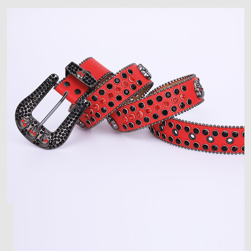 Rebel Rhinestone Skull Belt