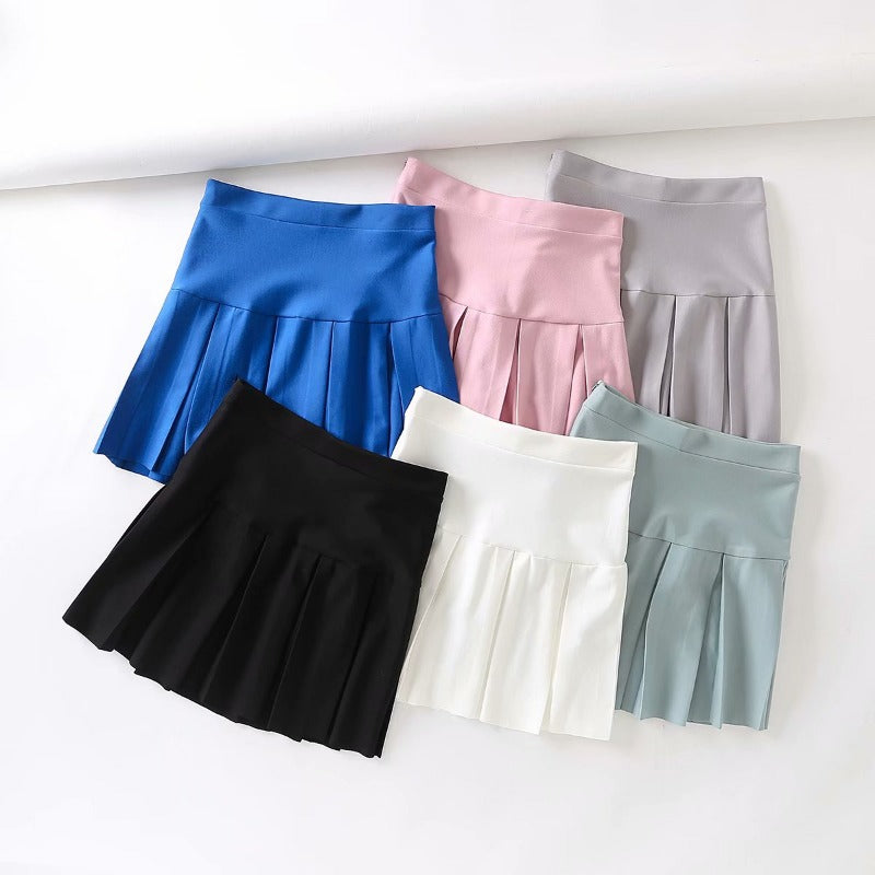 Elastic Pleated Knit High Waist Skirt