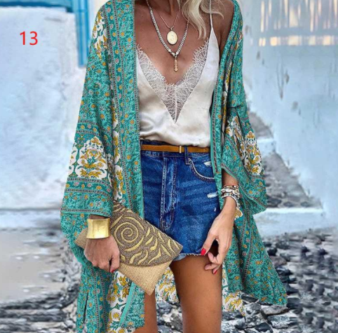 Silk Dream Doll Sleeve Print Cardigan