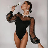 Soren Pearl Long Sleeved Mesh Bodysuit