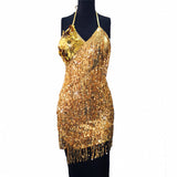 Nikola Tassel Halter Body Jewelry Dress