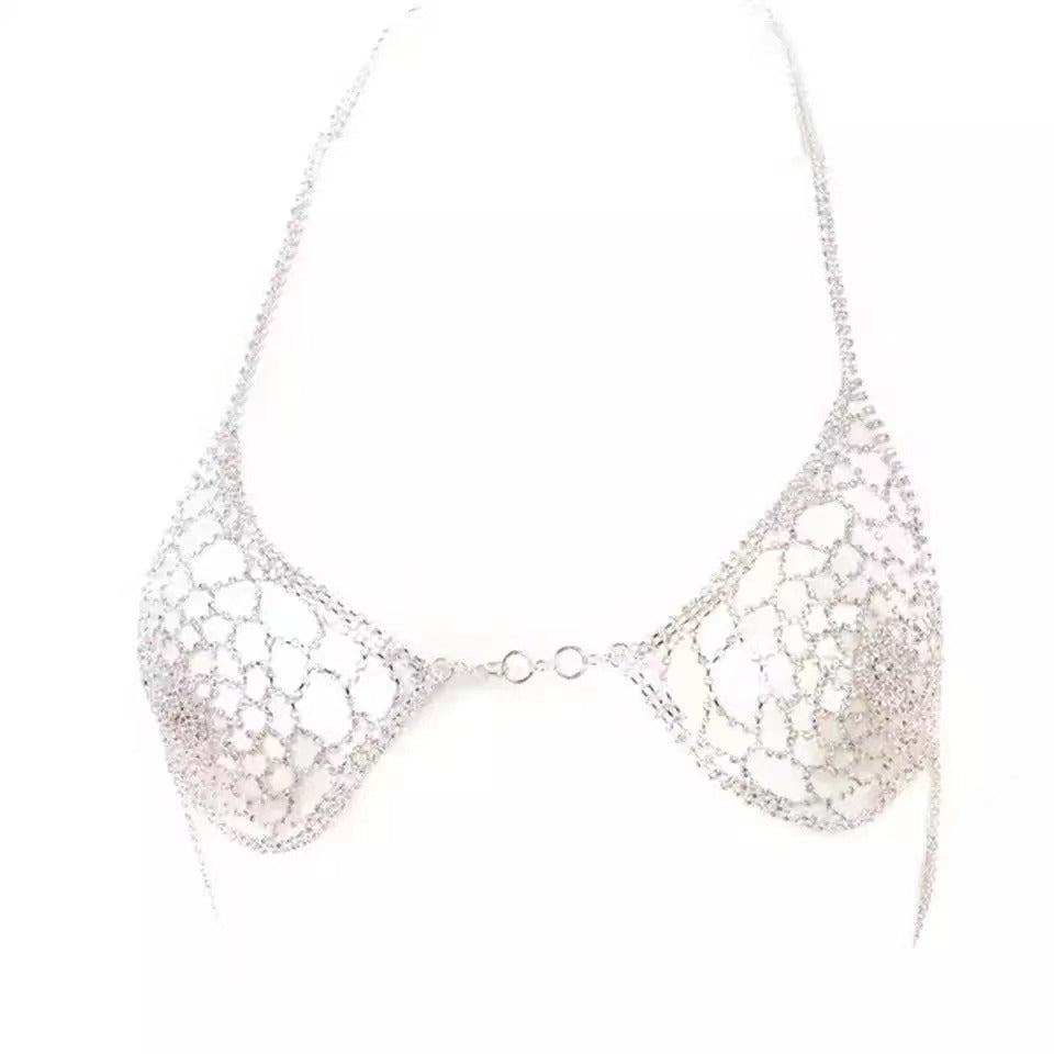 Glistening Rhinestone Leaf Body Jewelry